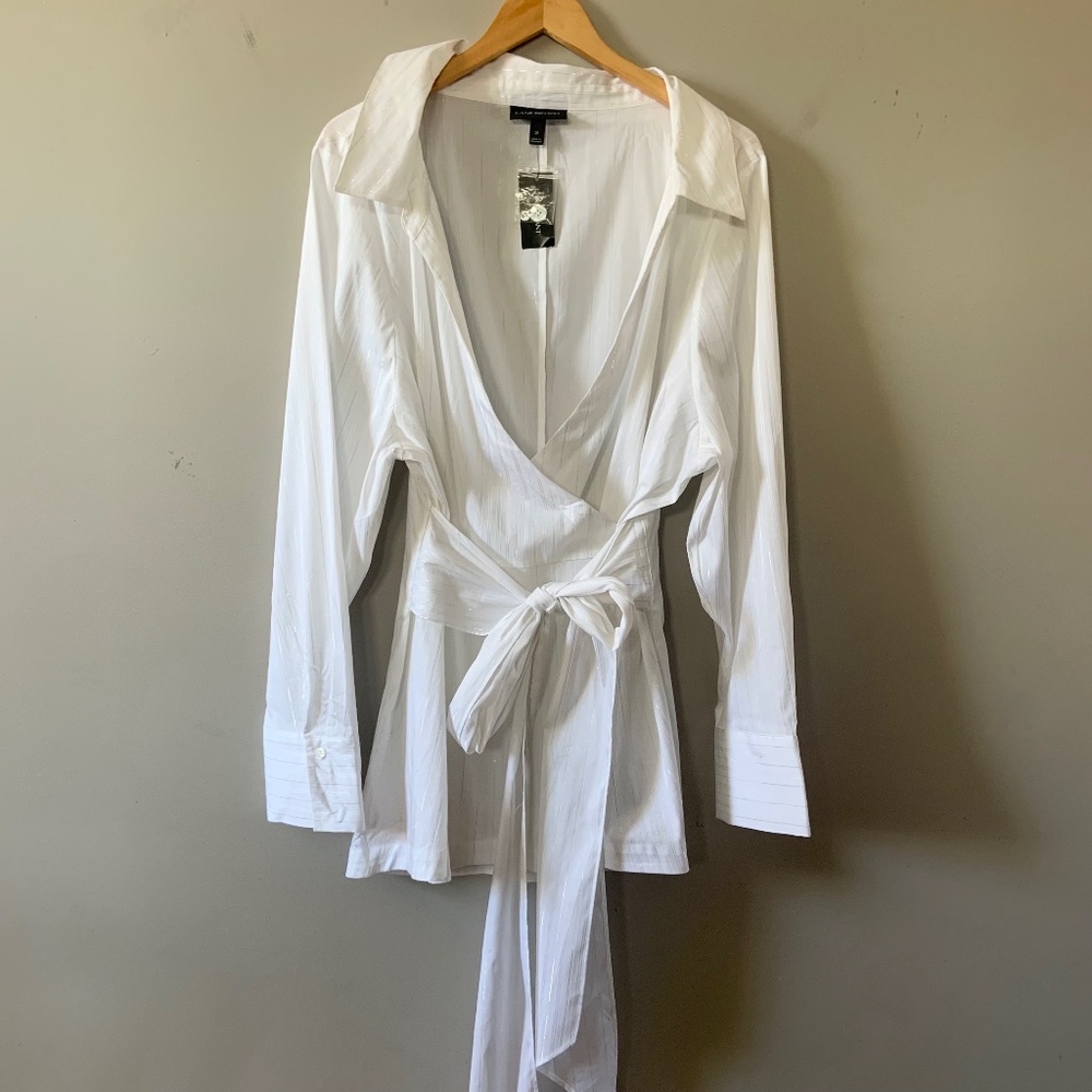 Lane Bryant white tie blouse/dress NWT